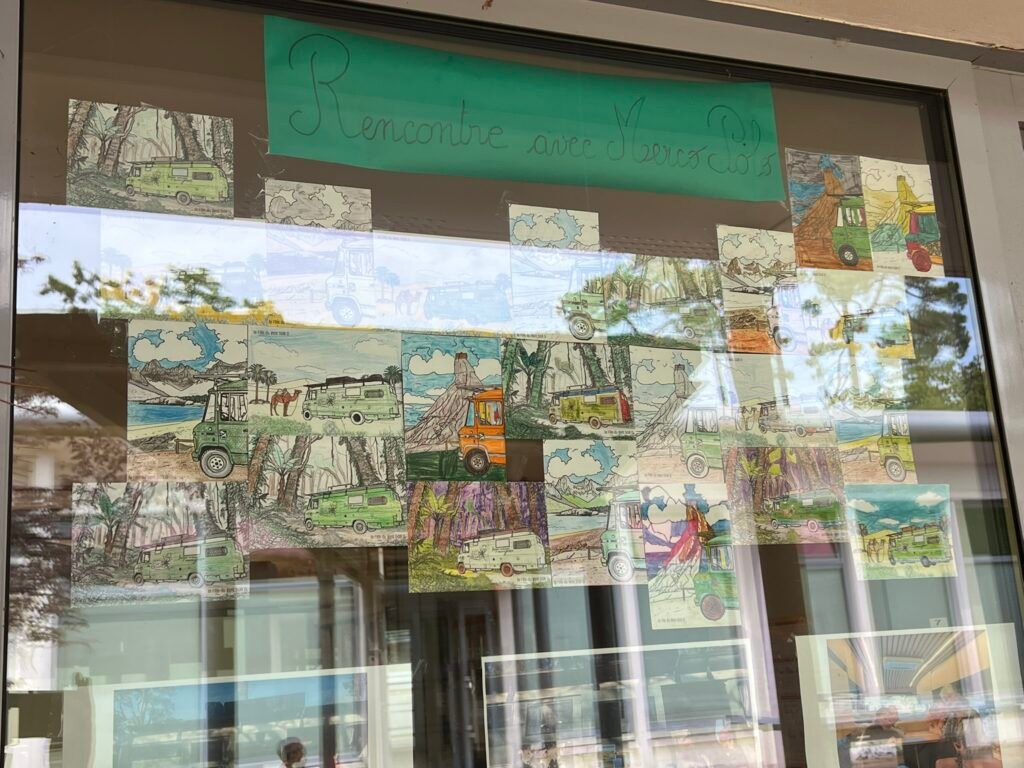 Coloriages réalisés par les élèves à partir des cartes Merco Polo distribuées lors de notre intervention Classe Nomade.